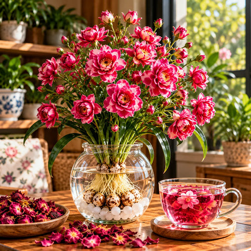 🌸 Rare Double Tea Flower Bulbs – Layered Blooms for Garden & Planters 🏡🍵