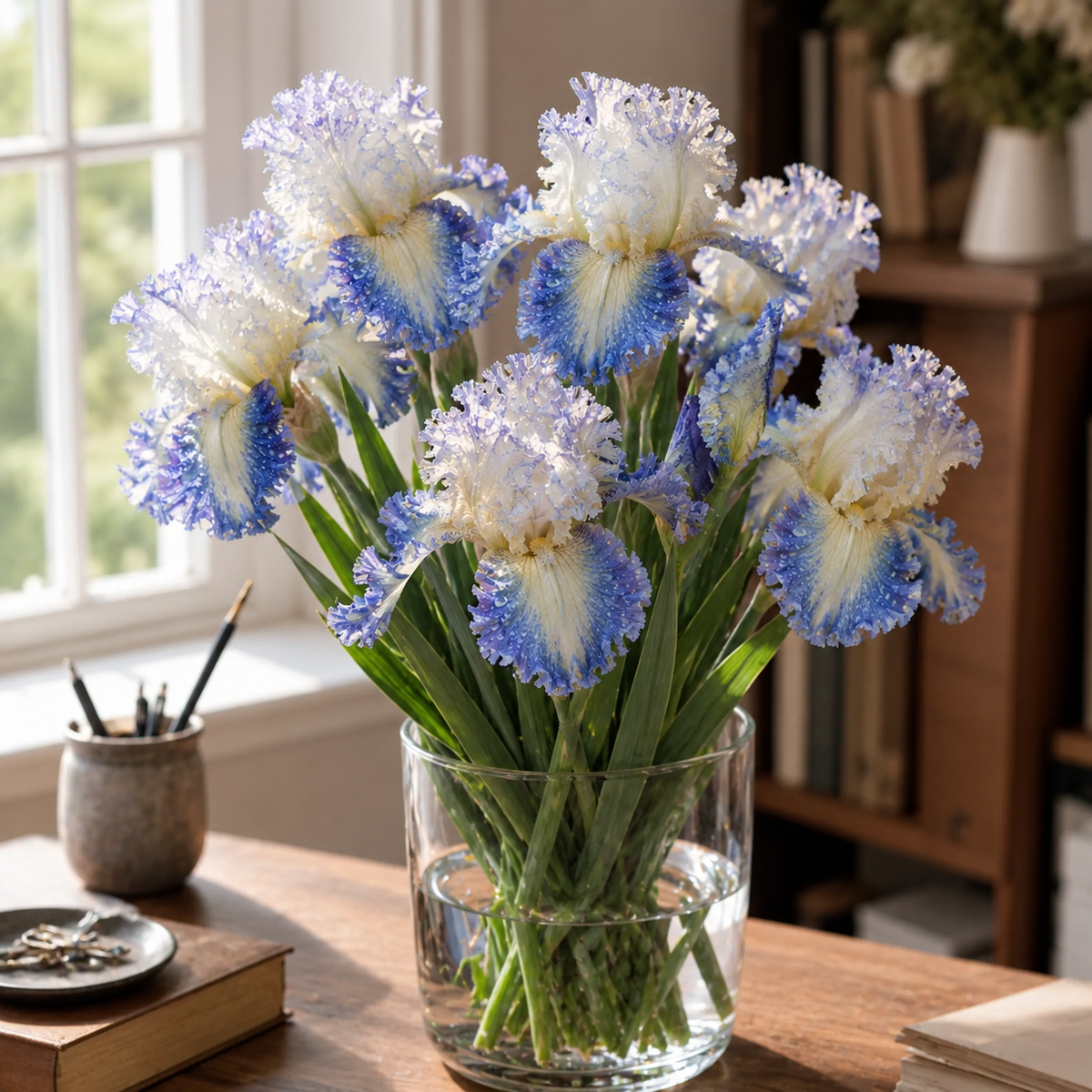 🌼Velvet Ruffle Iris Bulbs – #2 White Blue