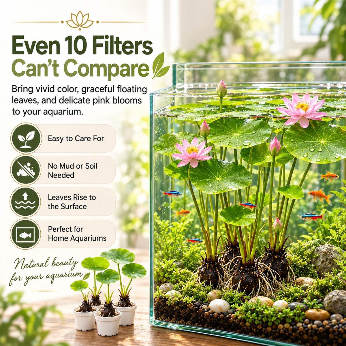 🐟Hydroponic red lotus roots🌿 Turn Your Aquarium into a Living Garden