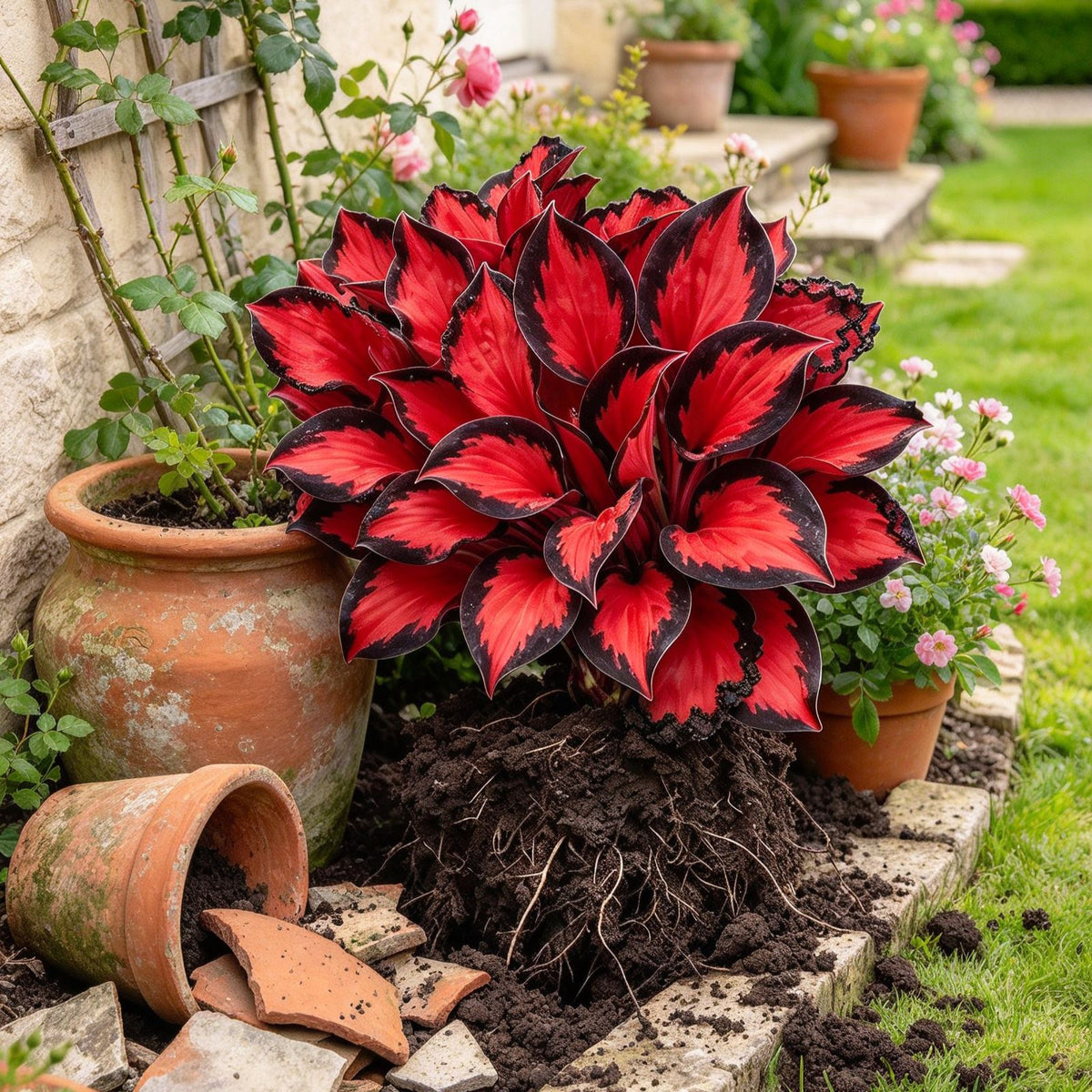 Rare Flame Heart Hosta Bulbs🔥 Shade Loving Exotic Plant